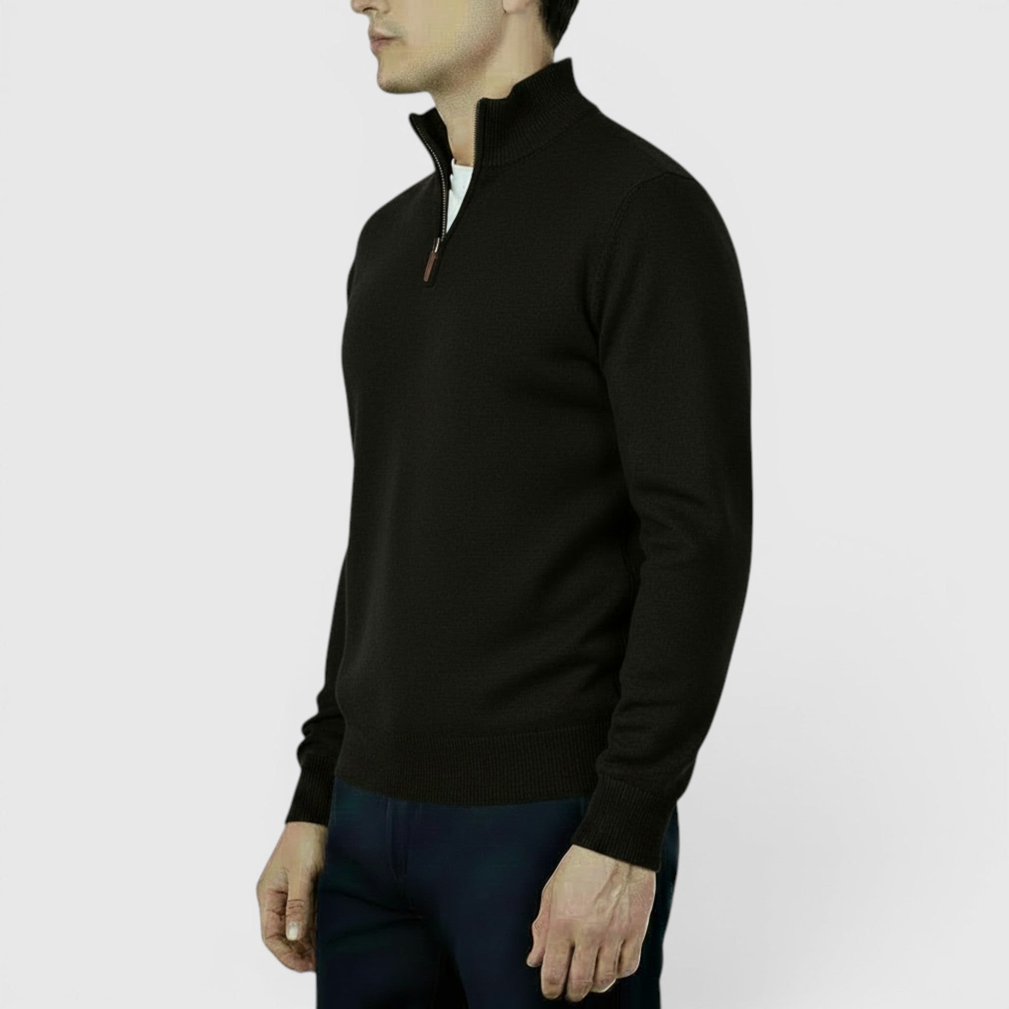 Ellmont London | Men's Pure Cashmere Zip-Up Sweater Funnel Neck Knit