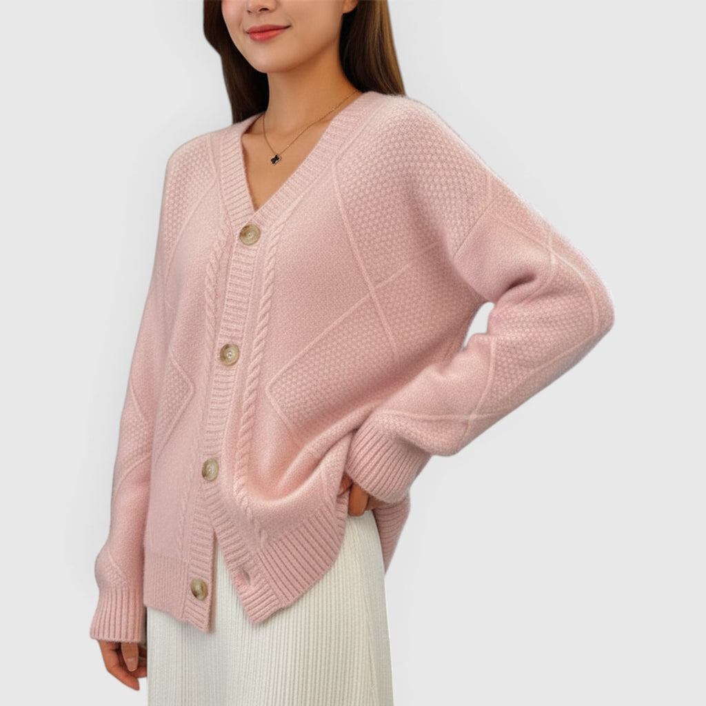 Bella | Women's V Neck Button Up Cardigan – Soft Knit Fall Sweater