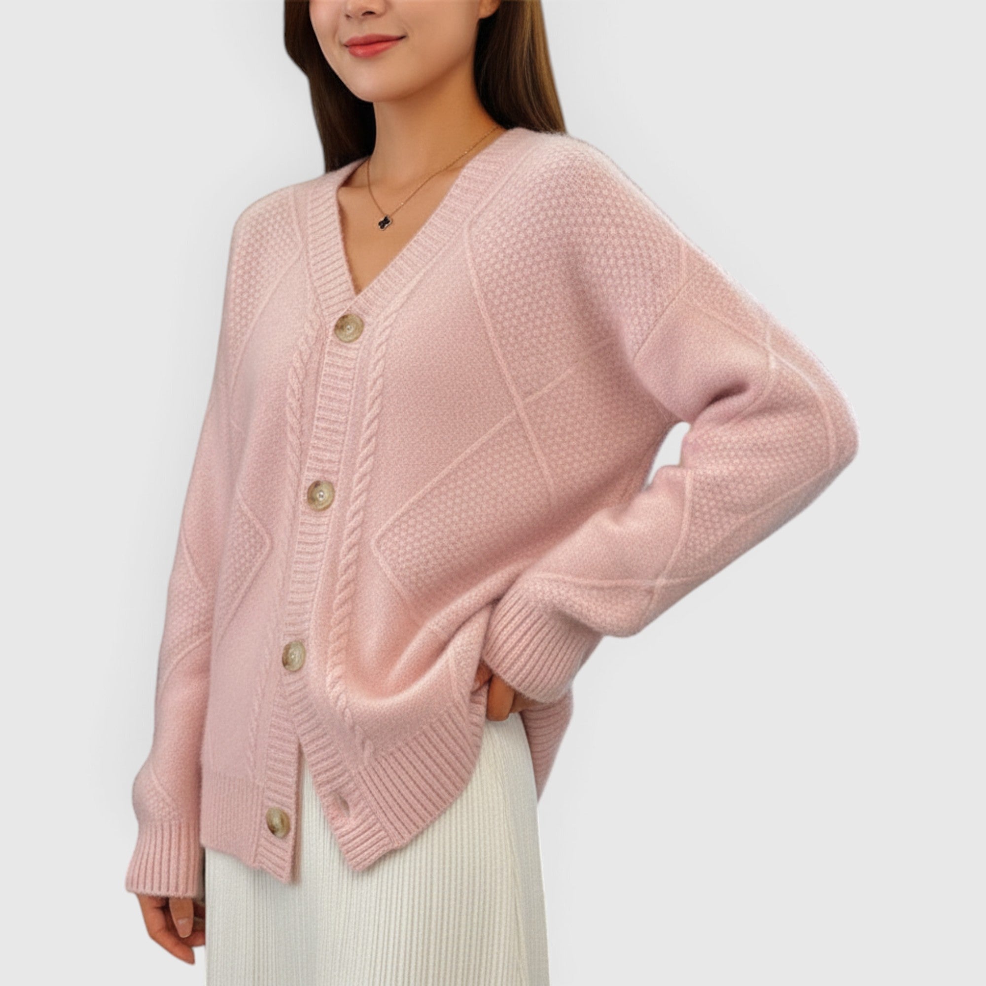Bella | Women's V Neck Button Up Cardigan – Soft Knit Fall Sweater