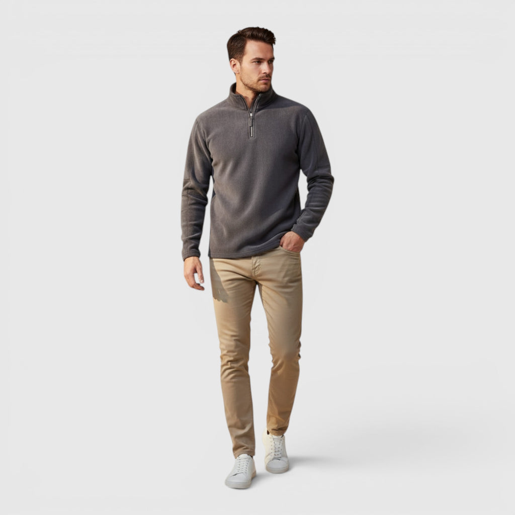 Ellmont London | Men's Warm Fleece Half Zip Sweater Stand Collar Regular Fit