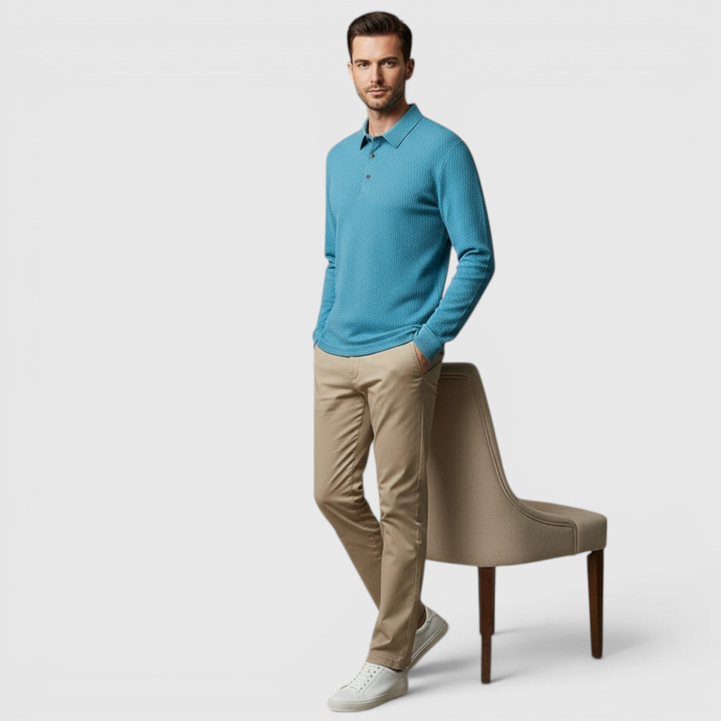 Ellmont London | Men's Long Sleeve Polo Breathable Smart Casual Comfort Top