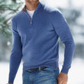 Karl | Men's Quarter-Zip Soft Knit Sweater Pullover - Blue