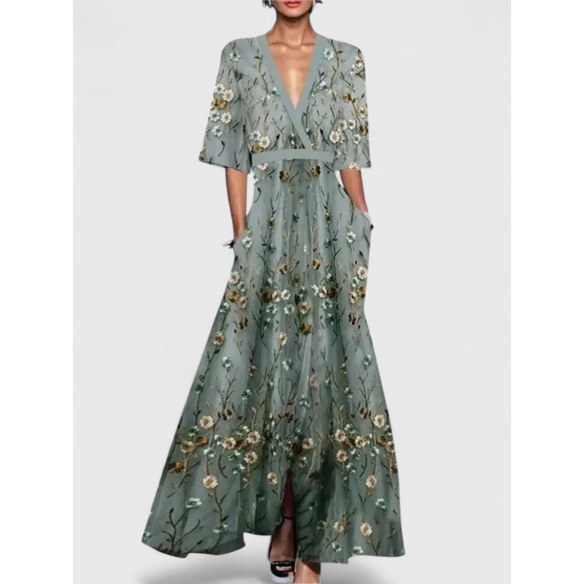 Edith | Elegant Maxi Dress - Gray