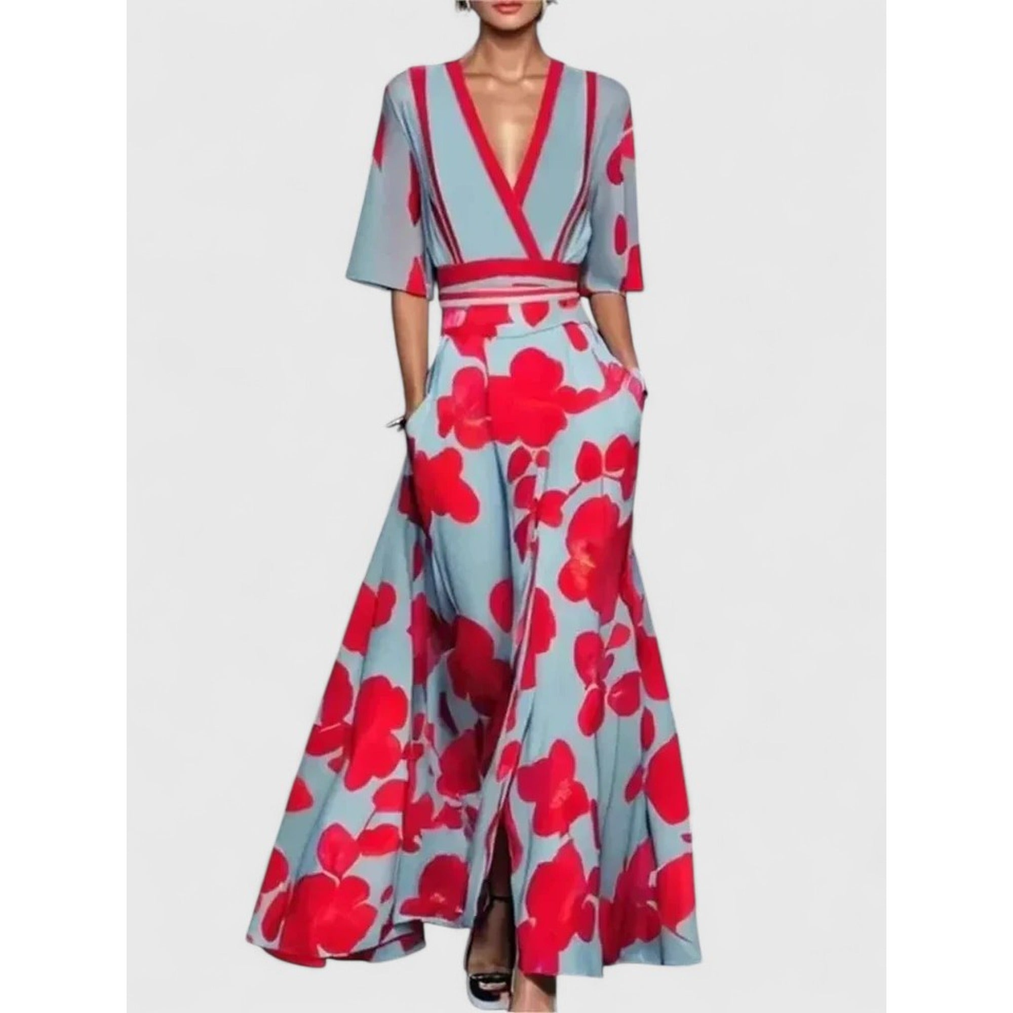 Edith | Elegant Maxi Dress - Red