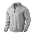 Edmund | Men's Cable Knit Sweater Quarter-Zip Pullover - Heather Gray