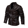 Tristan | Men's Moto-Style Faux Leather Jacket Ribbed Shoulder - Brown