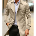 Kian | Men's Slim-Fit Double-Breasted Wool Coat Trench Jacket - Light Beige