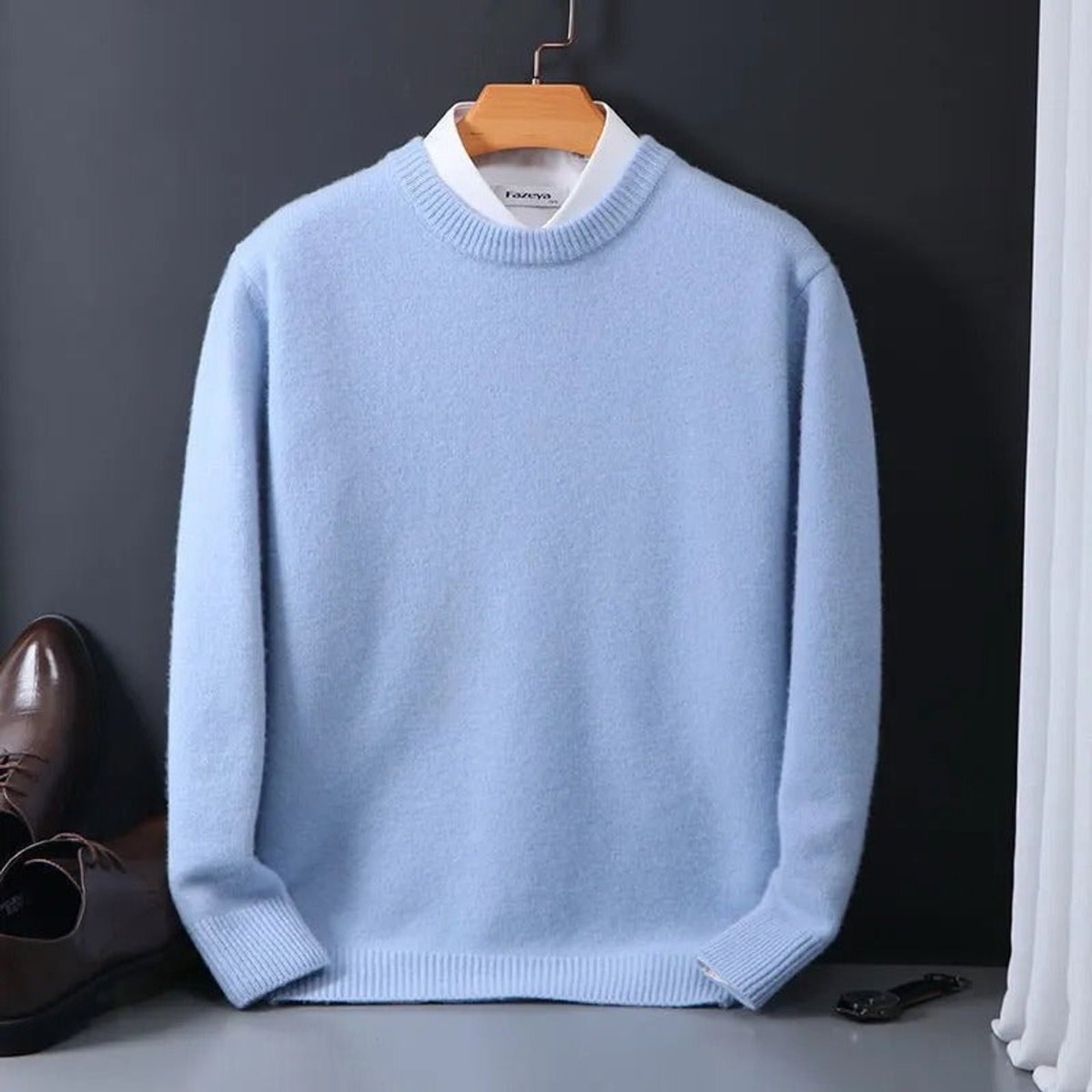 Derek | Men's Soft Mohair Crewneck Knit Sweater Pullover - 4XL