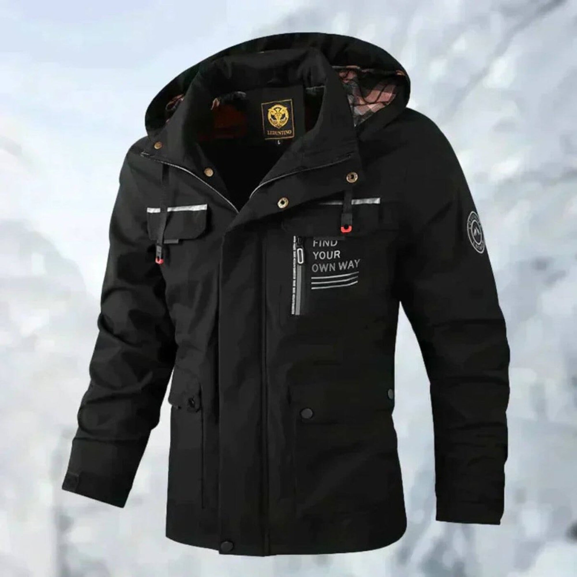 Gareth 2 | Men's Waterproof Hooded Quilted Jacket Windproof Outdoor Parka - Black