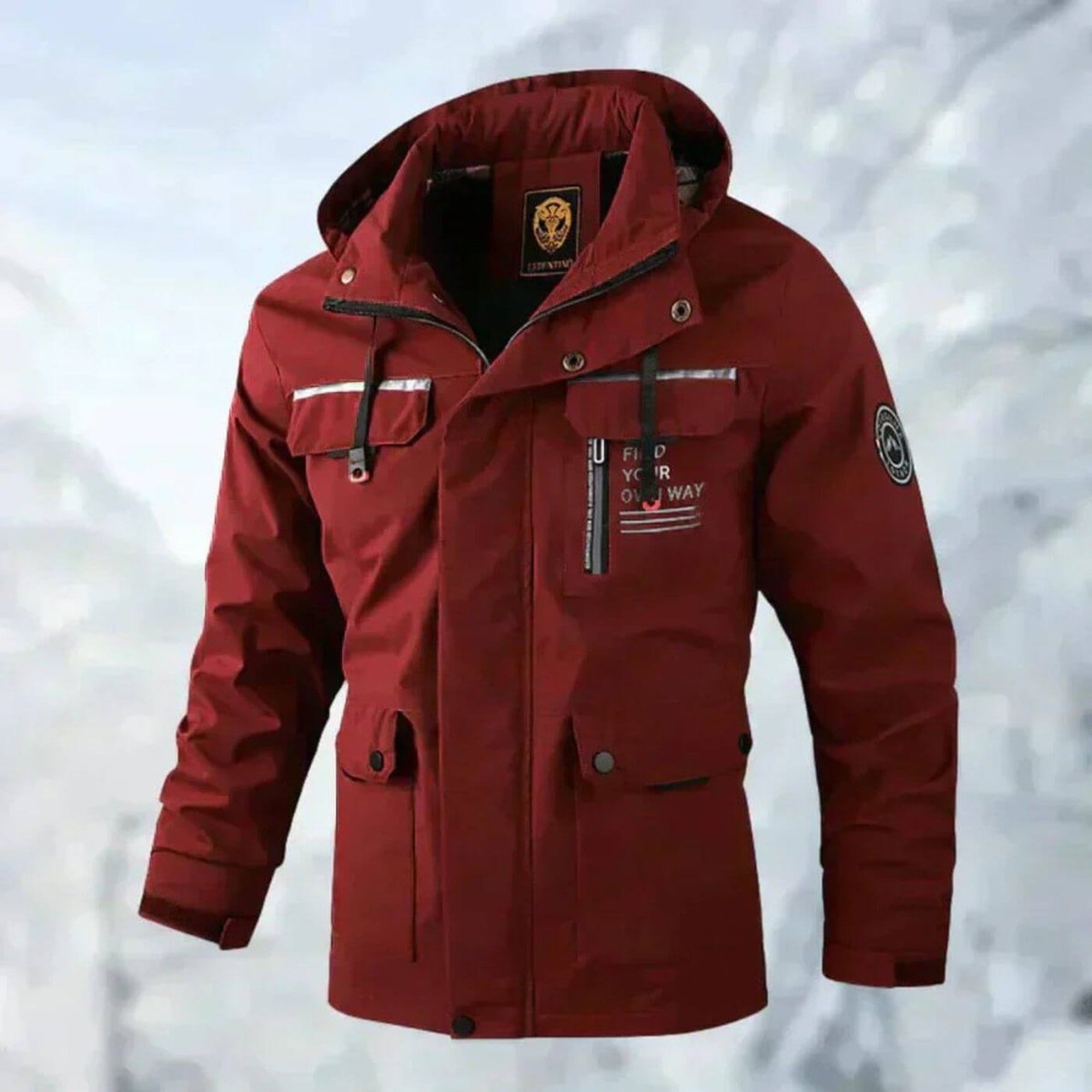Gareth 2 | Men's Waterproof Hooded Quilted Jacket Windproof Outdoor Parka - Red