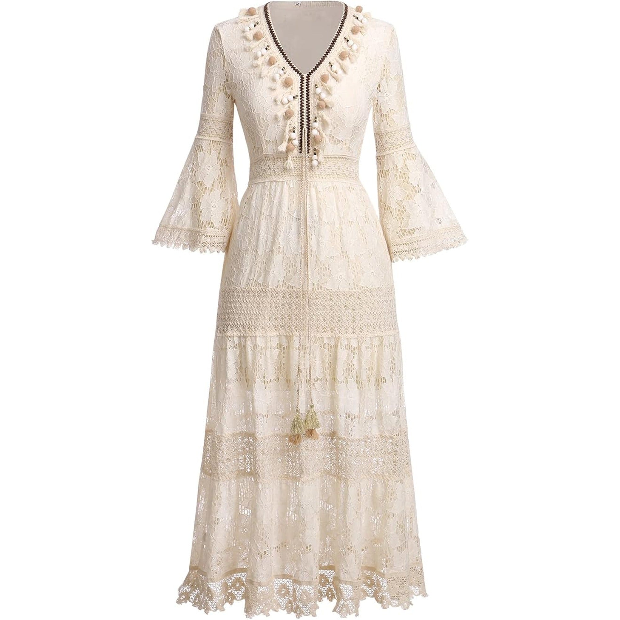 Jemima | Amary - Boho Lace Dress - Beige (Almost sold out)