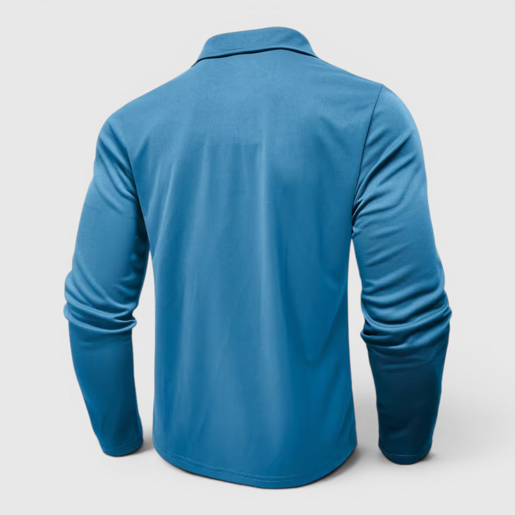 Ellmont London | Men's Polo Longsleeve V-Neck Sweater Quick-Dry Plaid Shirt
