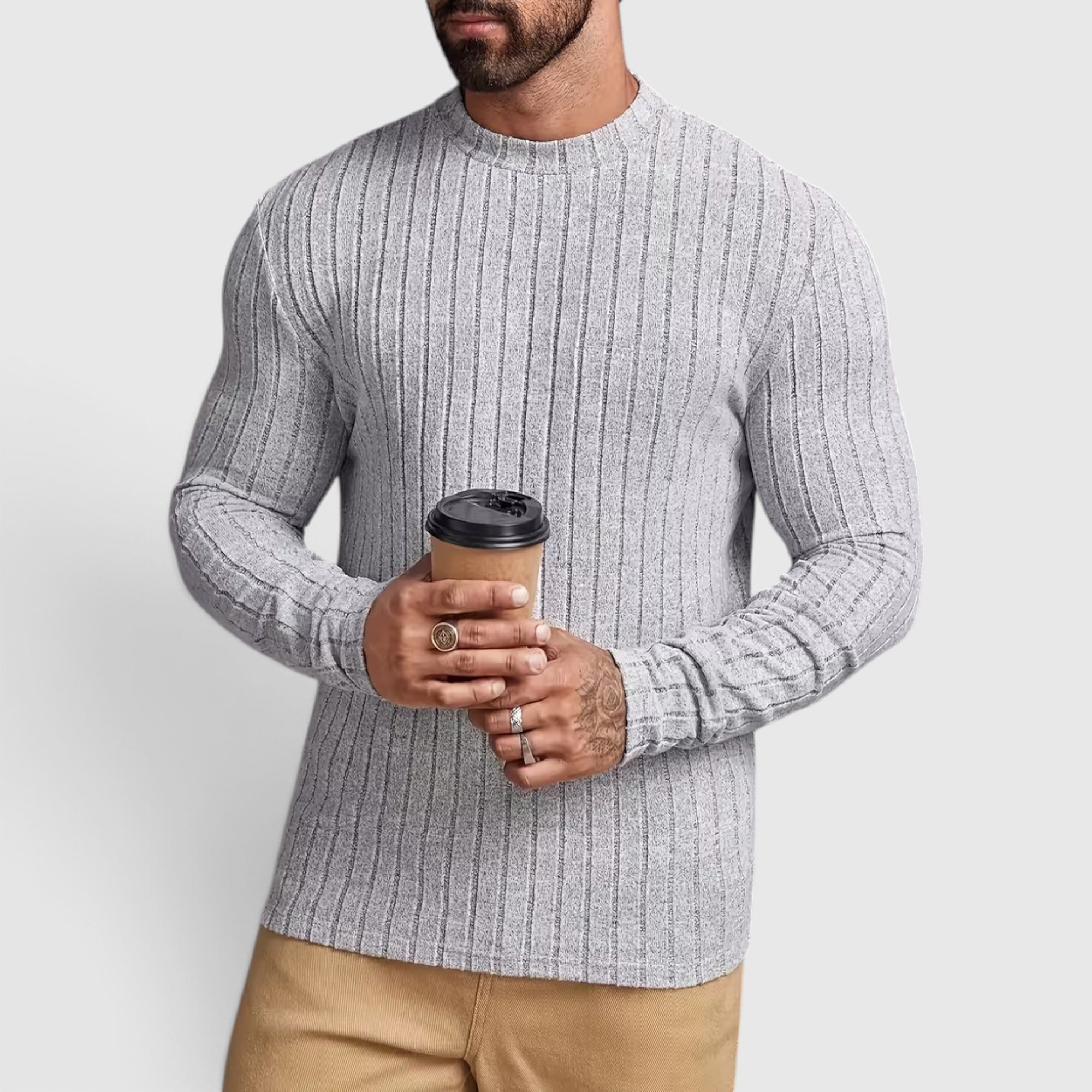 Peter | Men's Crewneck Sweater – High Stretch Knit Pullover Regular Fit