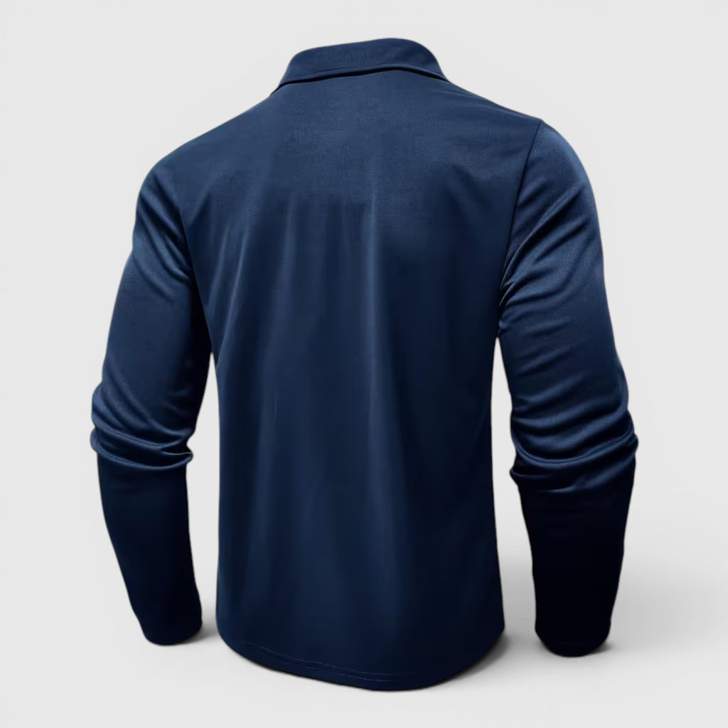 Ellmont London | Men's Polo Longsleeve V-Neck Sweater Quick-Dry Plaid Shirt