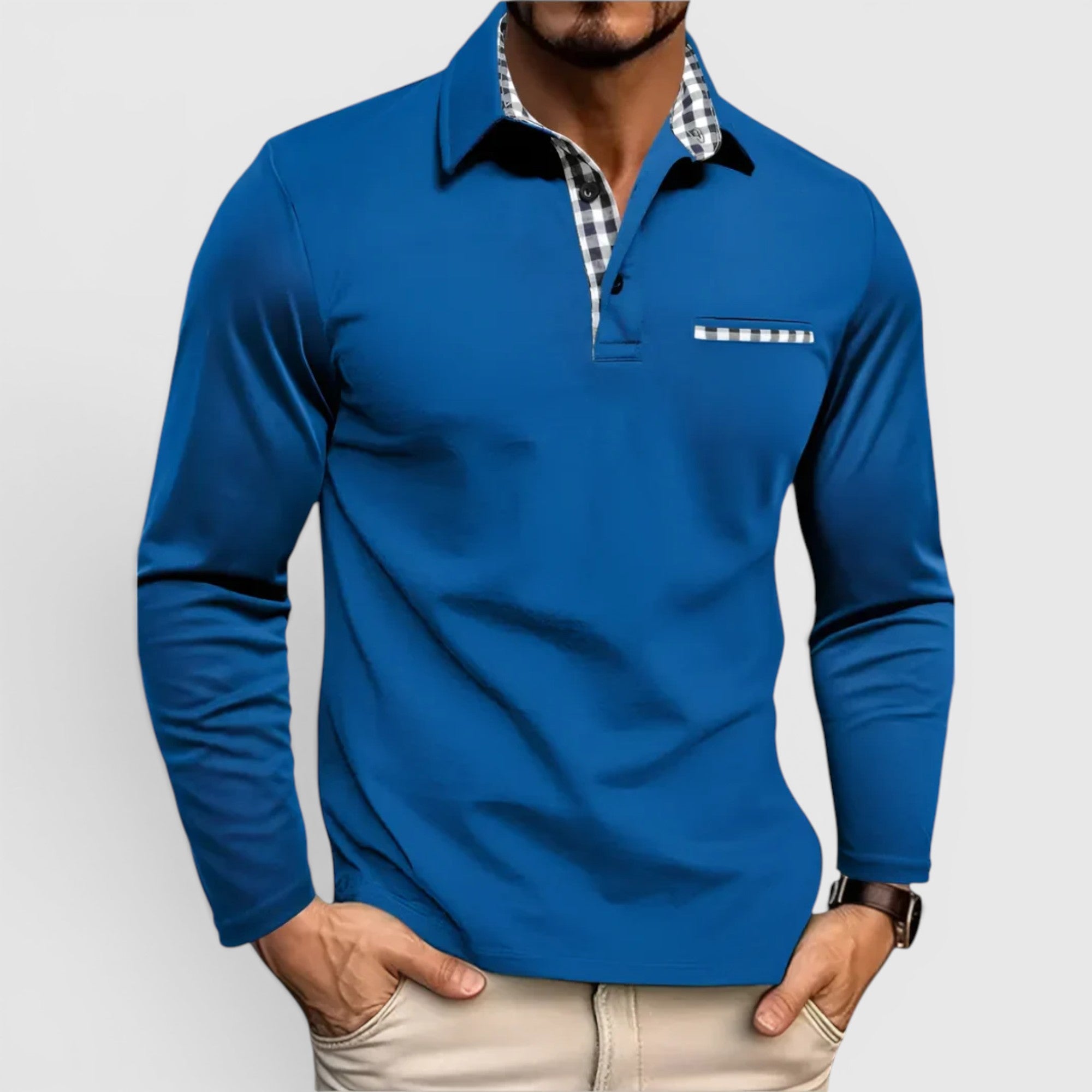 Ellmont London | Men's Breathable Cotton Blend Button Up Longsleeve Polo