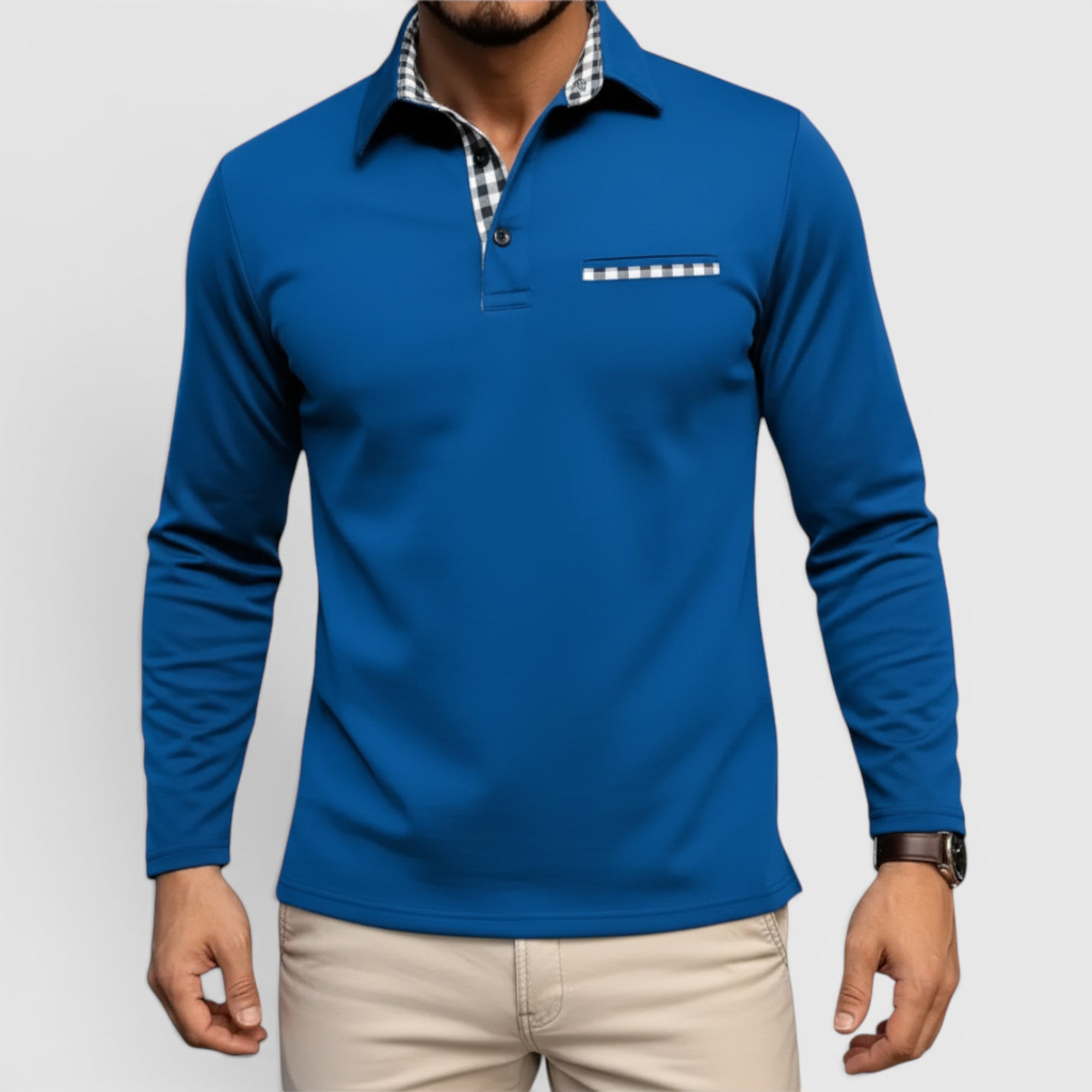 Ellmont London | Men's Breathable Cotton Blend Button Up Longsleeve Polo