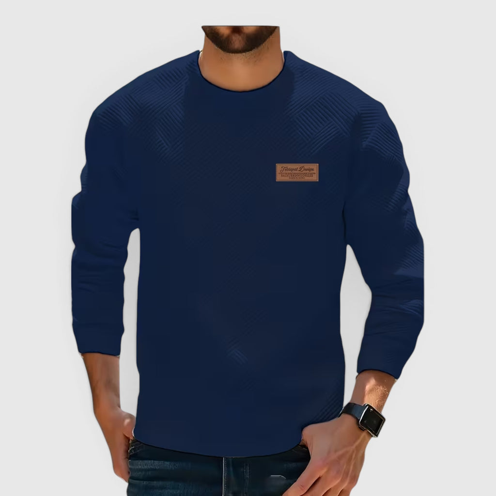 Nathan | Men's Casual Jacquard Sweatshirt – Long Sleeve Crew Neck Sweater