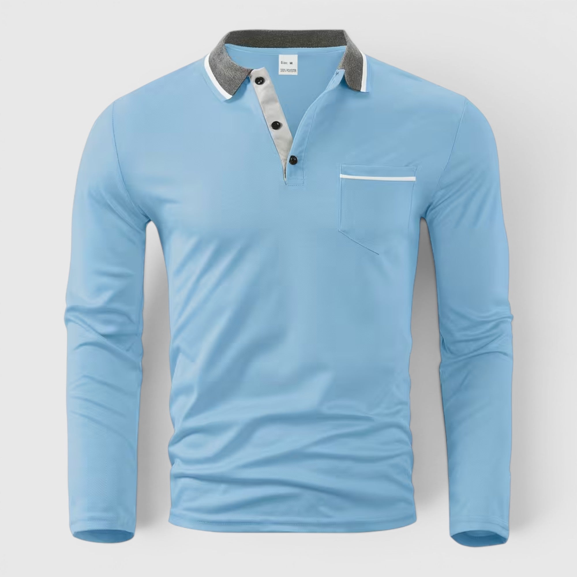 Ellmont London | Men's Long Sleeve Polo Shirt Contrast Collar Regular Fit Button Up