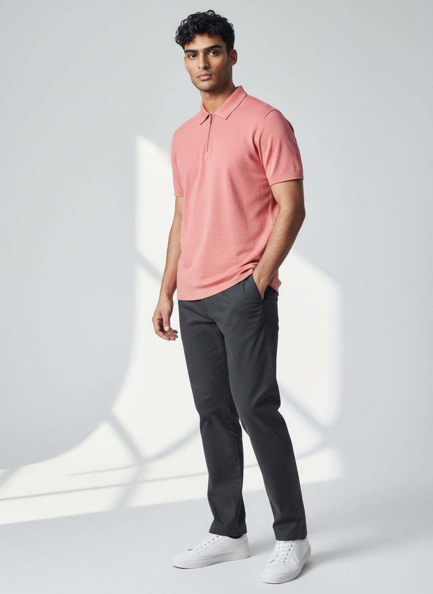 Ellmont London | Men’s Lightweight Zip Polo Shirt Everyday Style