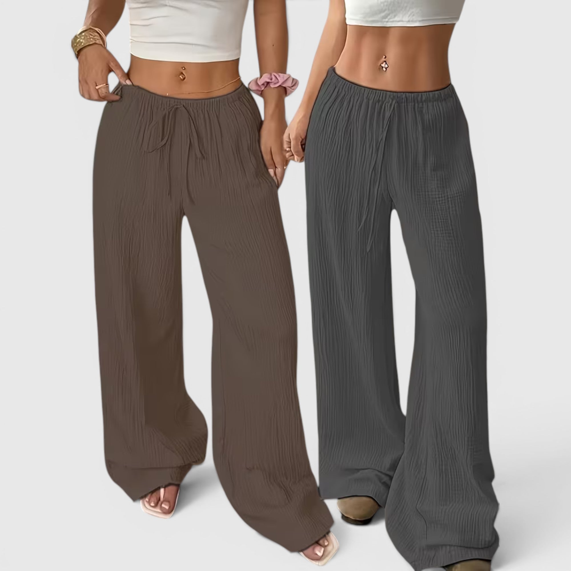 Greta | Women's Loose Straight Leg Trouser Set Lightweight Casual Outfit