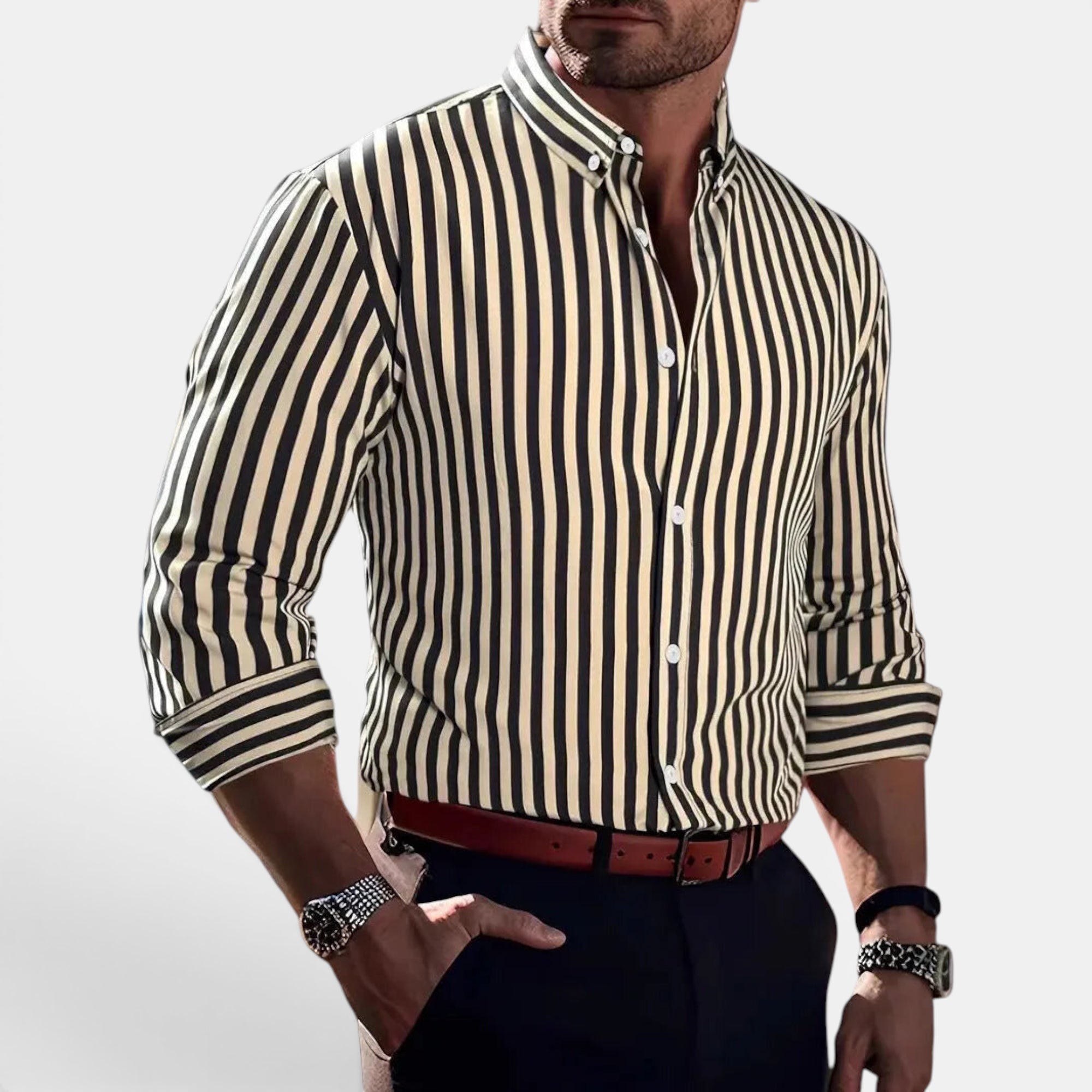 Ellmont London | Men's Summer Top Everyday Striped Button Down Shirt