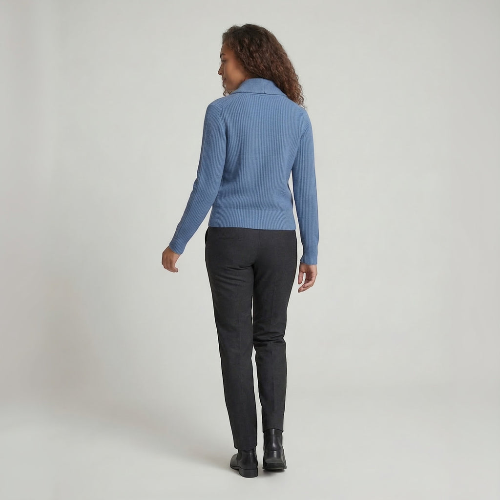Ellmont London | Women's Classic Knit Cardigan with Lapel Collar and Long Sleeves