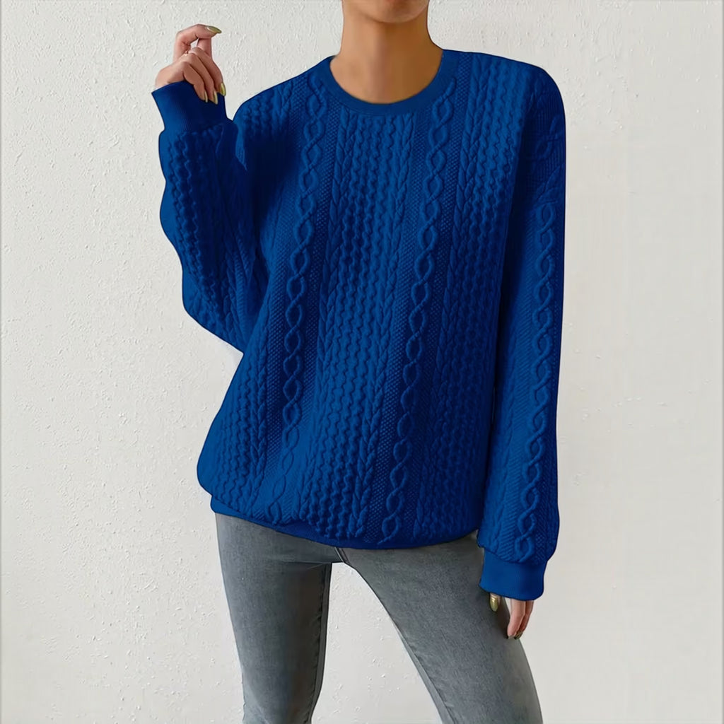 Nadia | Women's Crewneck Sweater – Textured Long Sleeve Casual Pullover