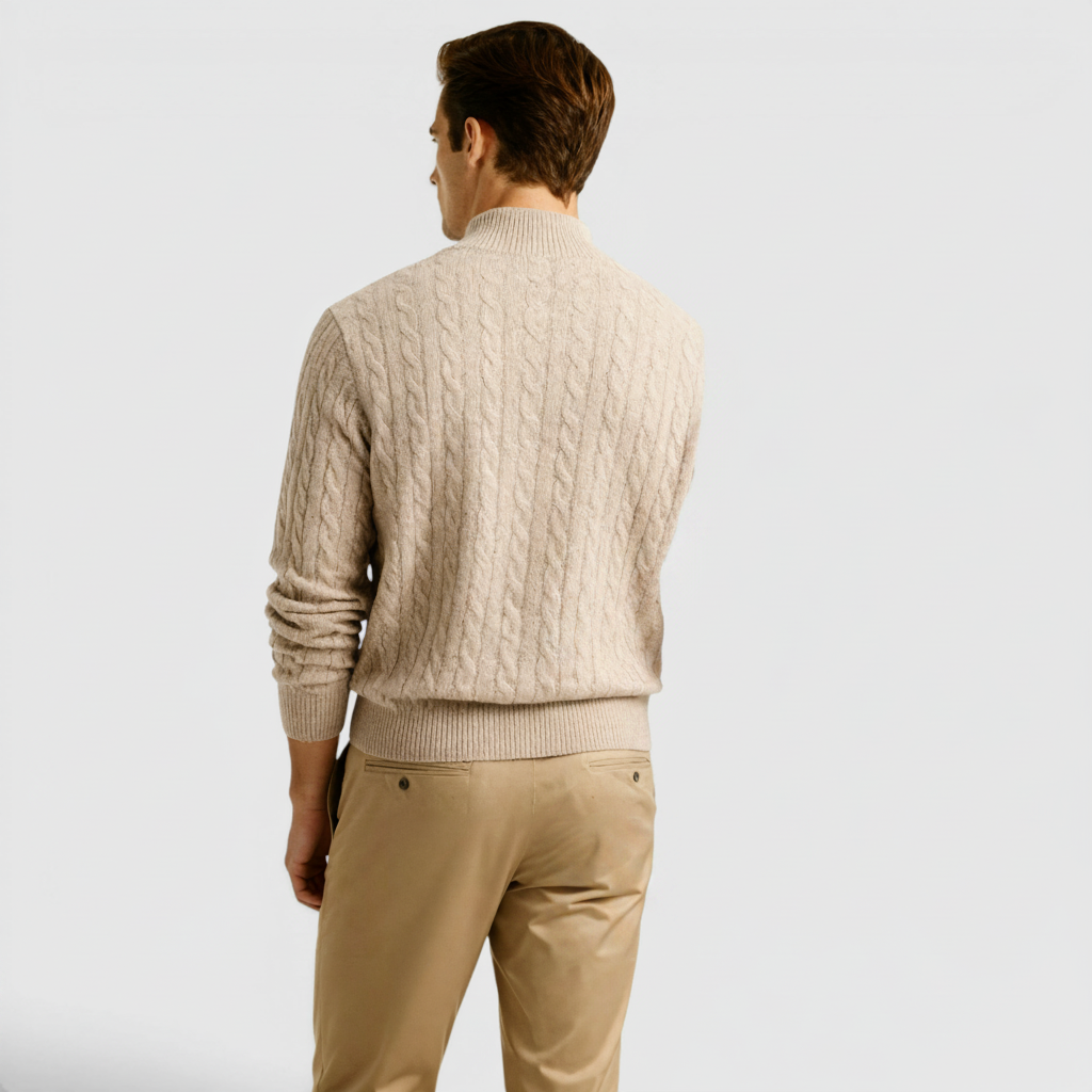Ellmont London | Men's Premium Cashmere Half Zip Pullover Warm Knit Sweater