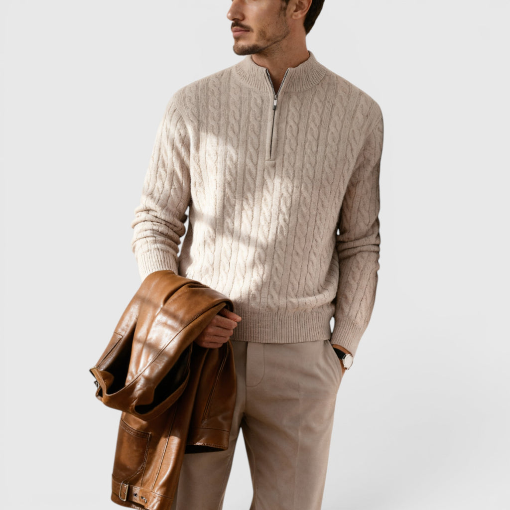 Ellmont London | Men's Premium Cashmere Half Zip Pullover Warm Knit Sweater