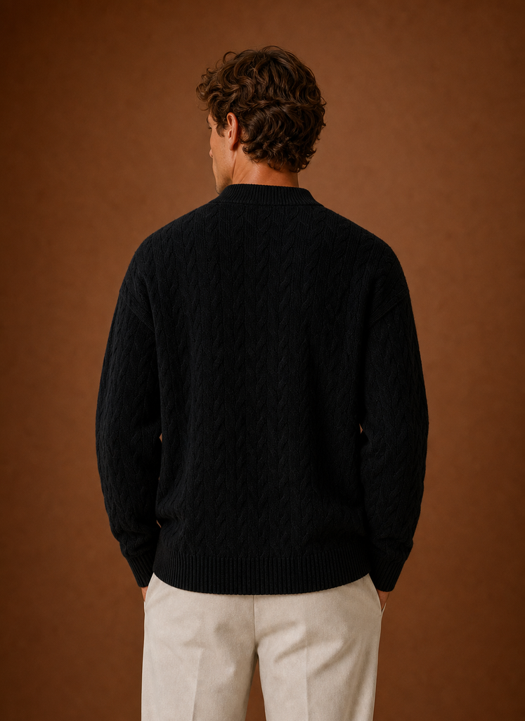 Logan | Men's Cable Knit Cardigan - Button Front Sweater