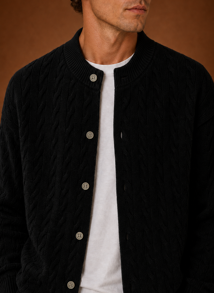 Logan | Men's Cable Knit Cardigan - Button Front Sweater