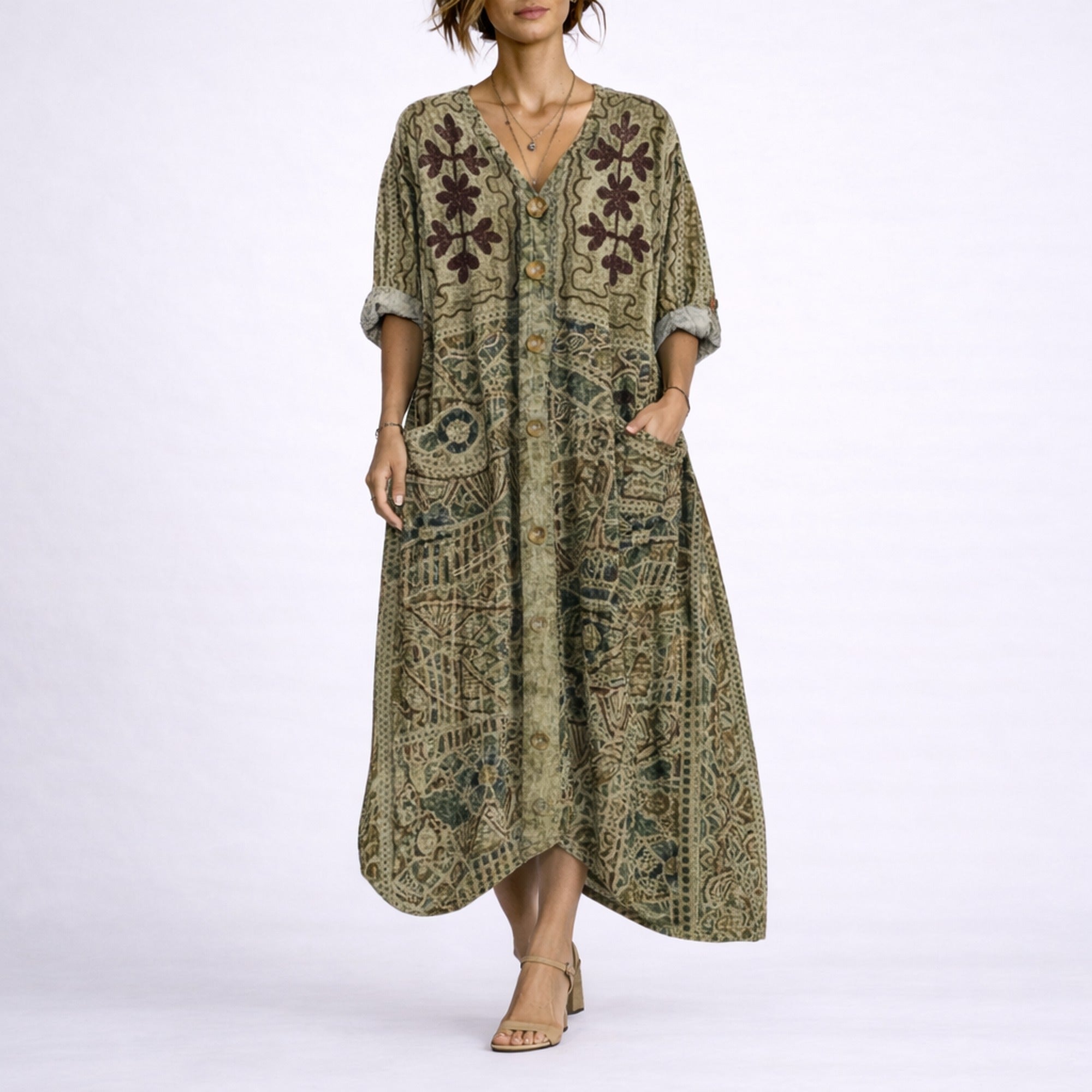 Ivy | Bohemian Kaftan Dress - Green