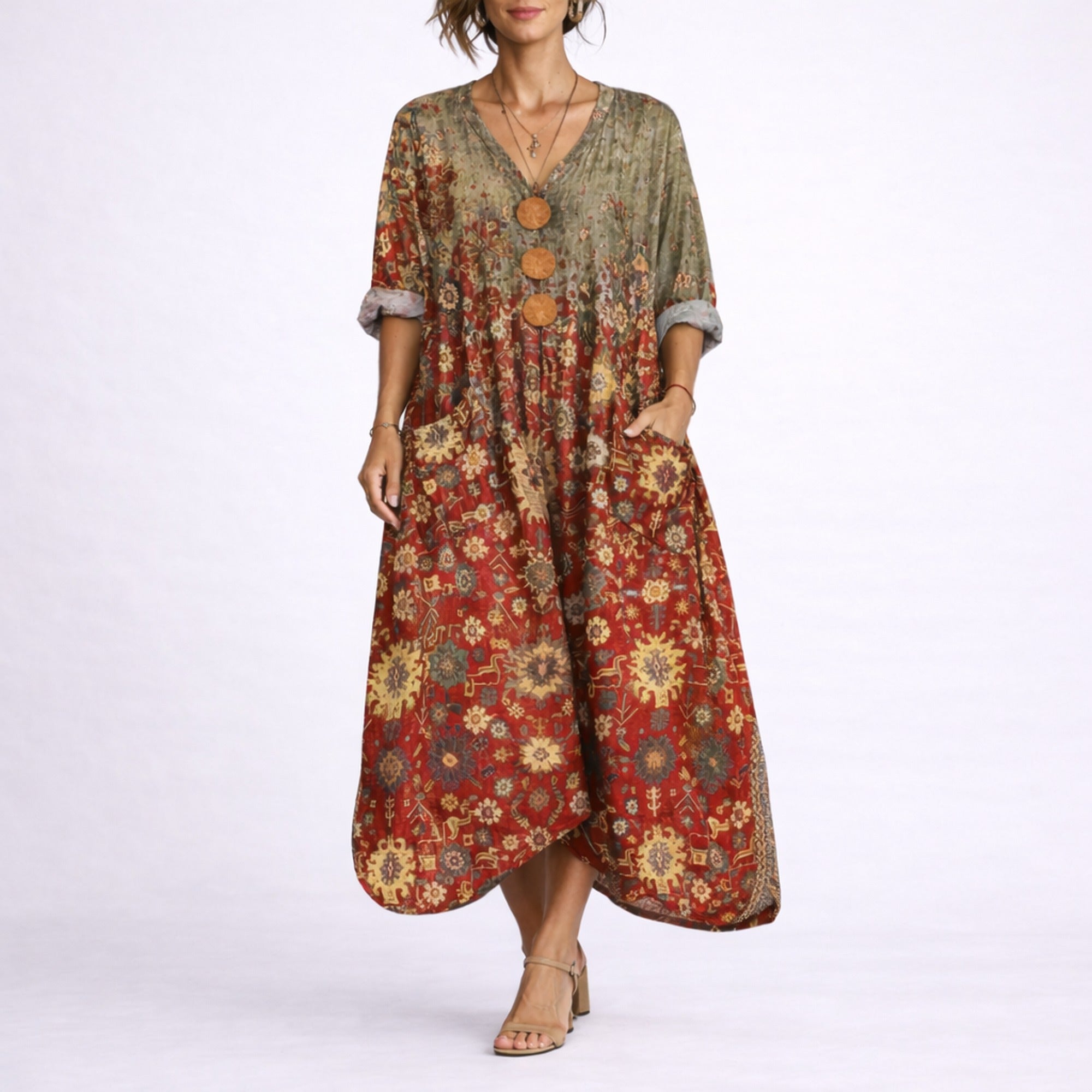 Ivy | Bohemian Kaftan Dress - Red Carpet