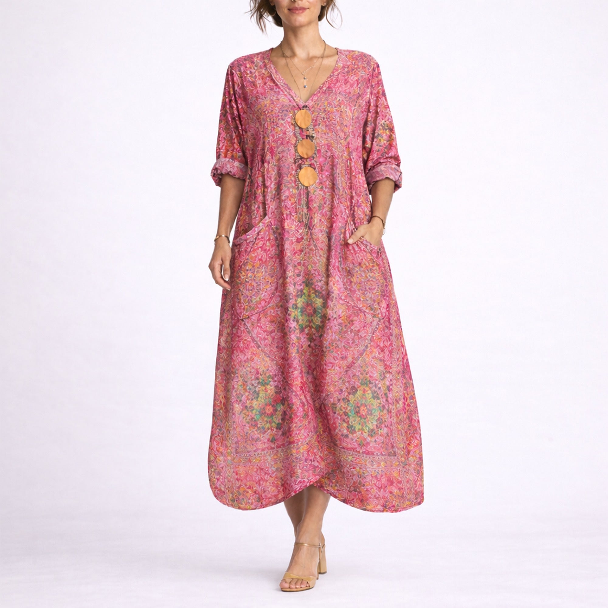 Ivy | Bohemian Kaftan Dress - Red