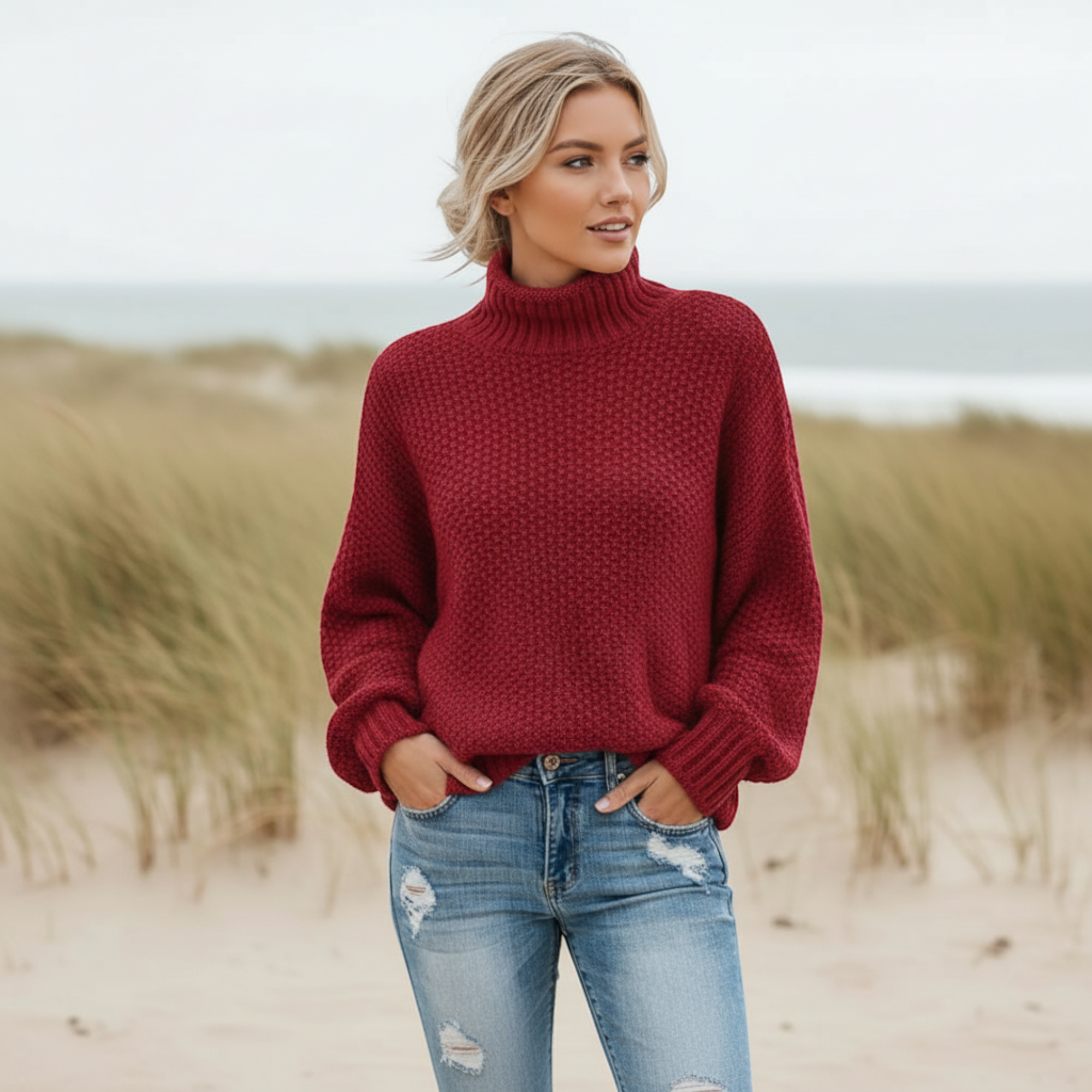 Ellmont London | Pullover Cozy Turtleneck Sweater for Women – Relaxed Fit