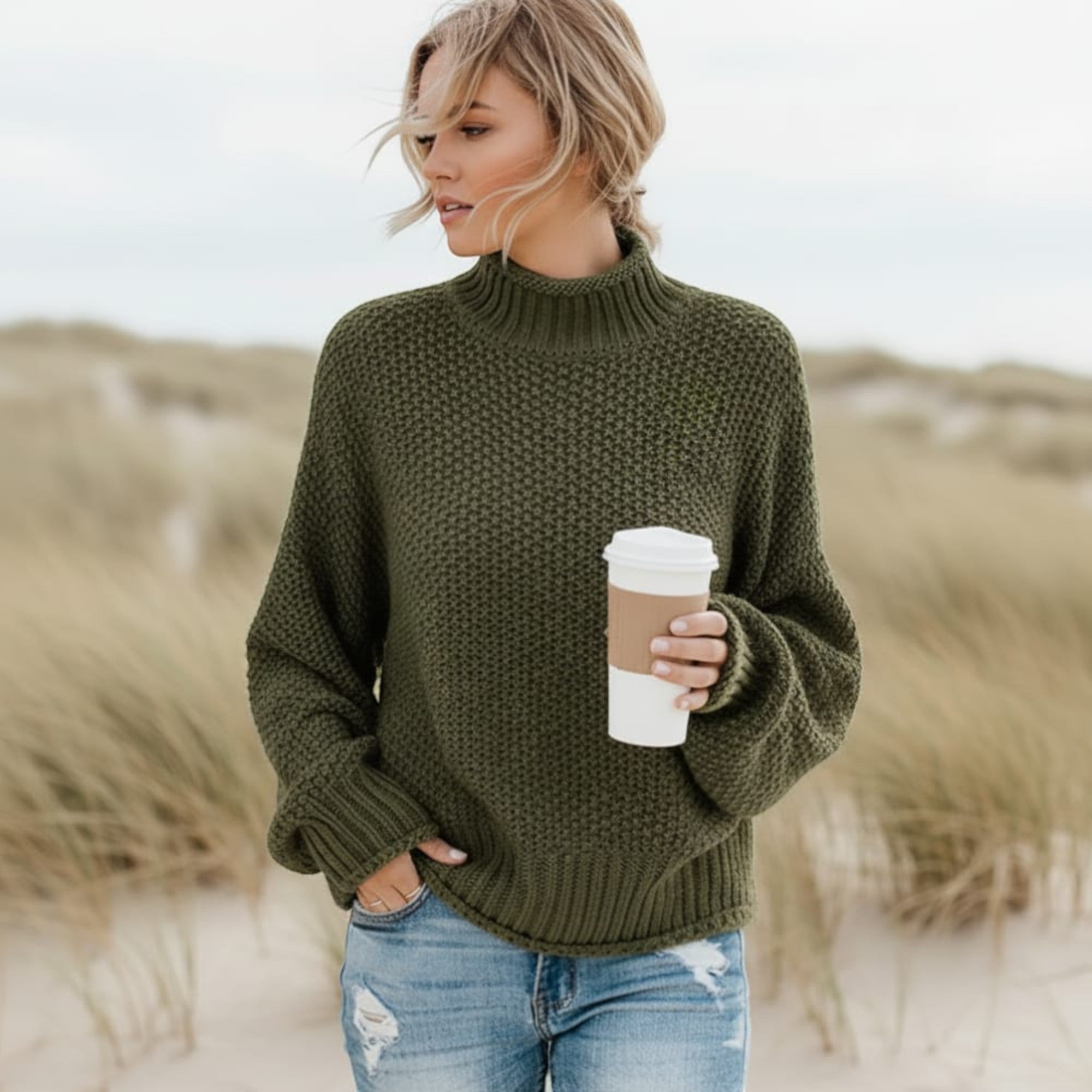 Ellmont London | Pullover Cozy Turtleneck Sweater for Women – Relaxed Fit