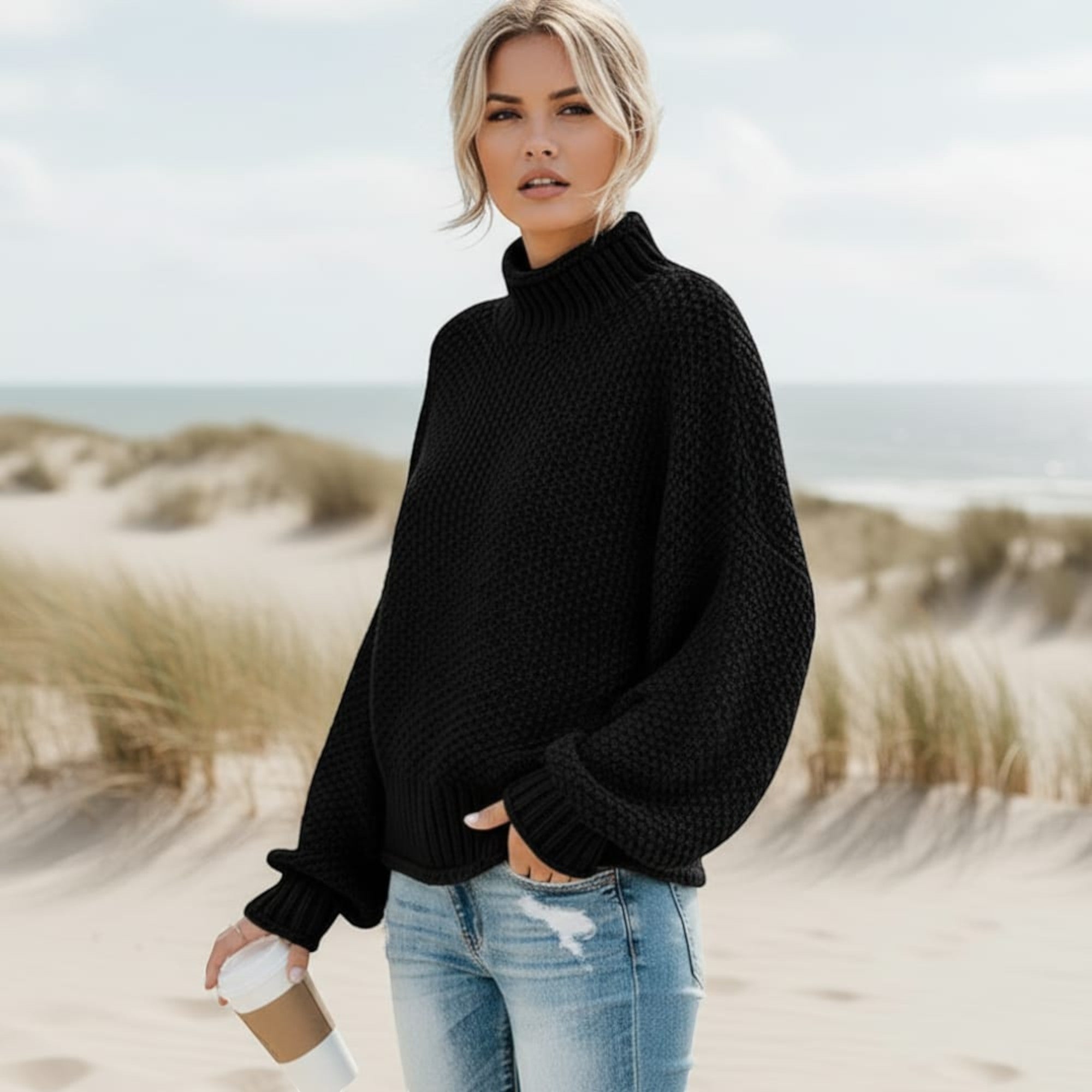 Ellmont London | Pullover Cozy Turtleneck Sweater for Women – Relaxed Fit