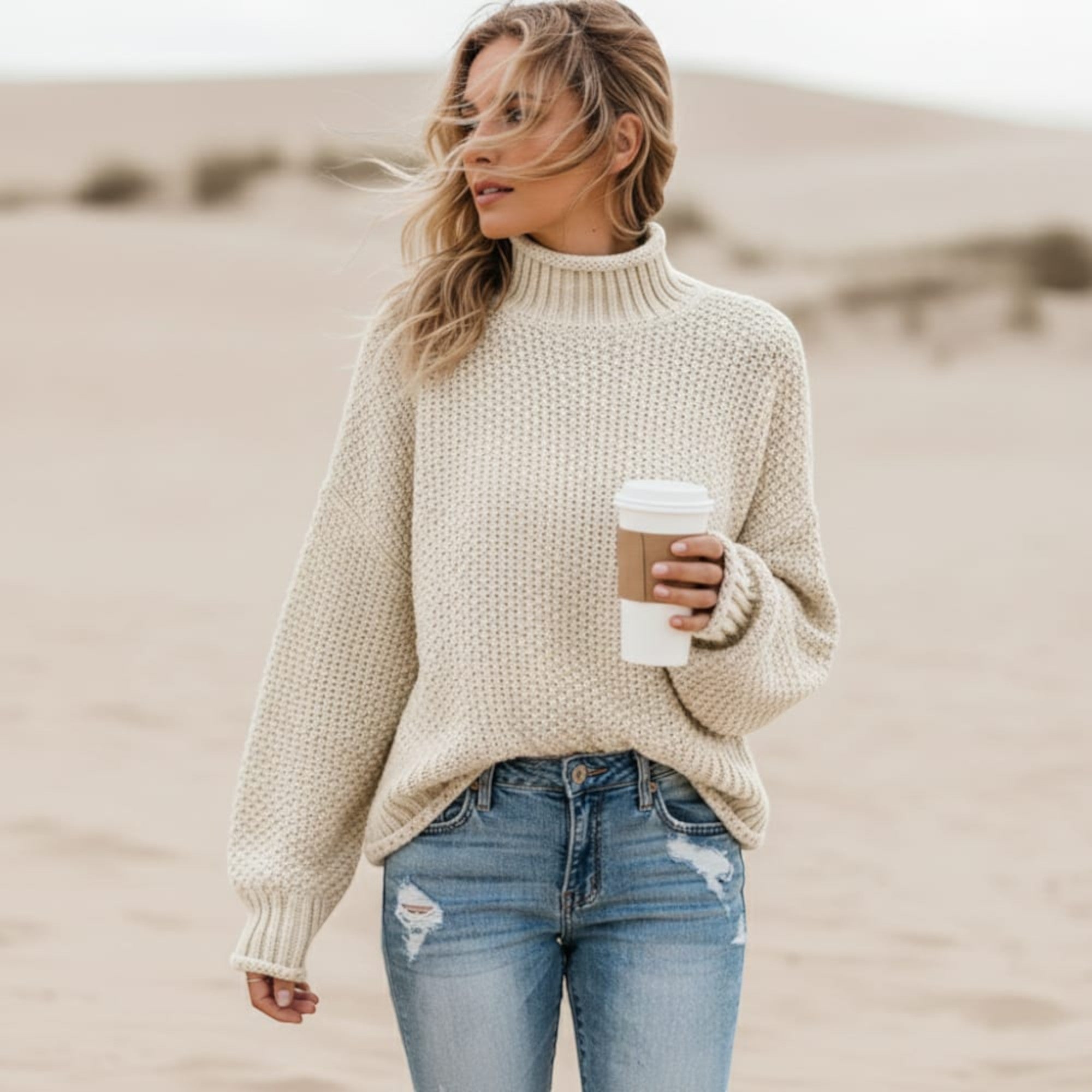 Ellmont London | Pullover Cozy Turtleneck Sweater for Women – Relaxed Fit