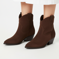 Yasmin | Women's Faux Suede Western Ankle Boots Low Heel Zip Closure