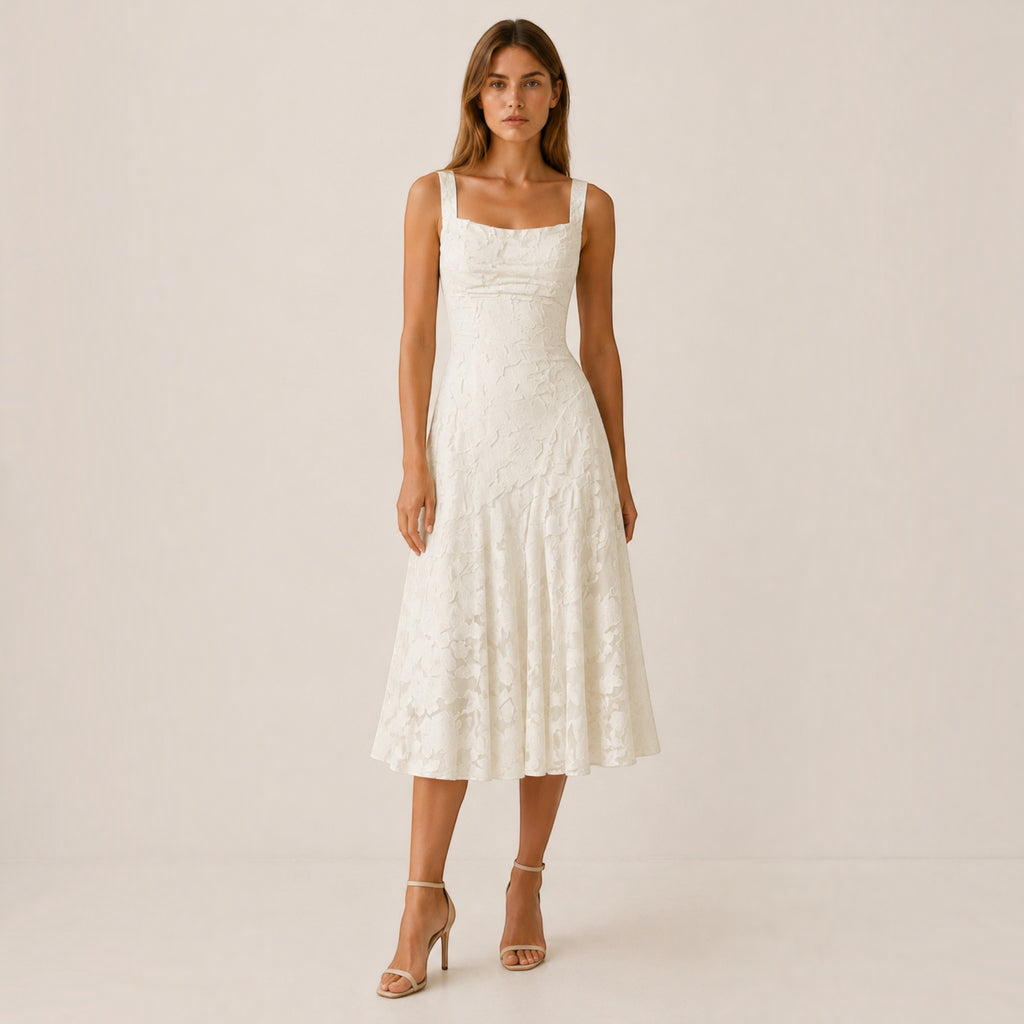 Ellmont London | Women's Square Neck Midi Dress Timeless Wear