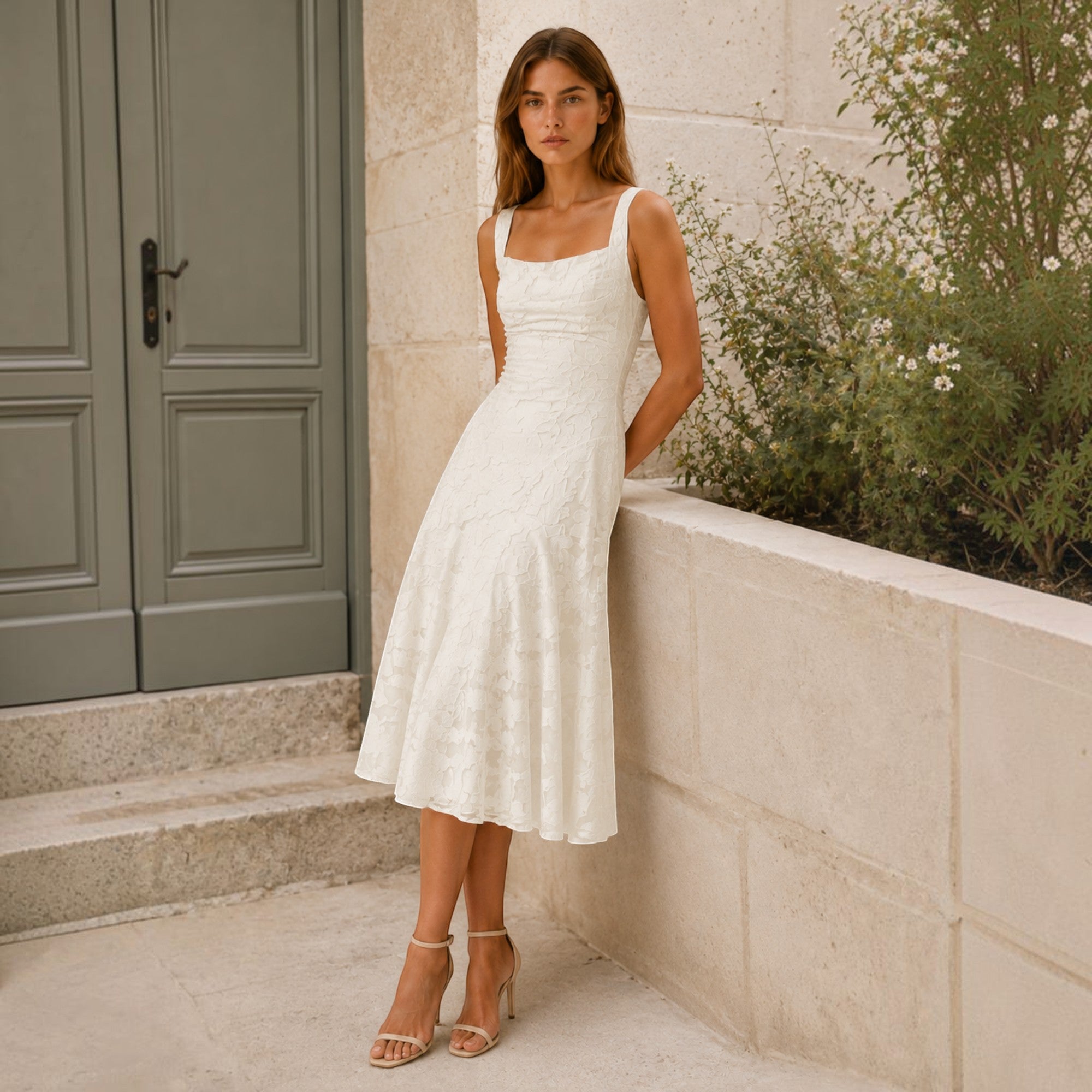 Ellmont London | Women's Square Neck Midi Dress Timeless Wear