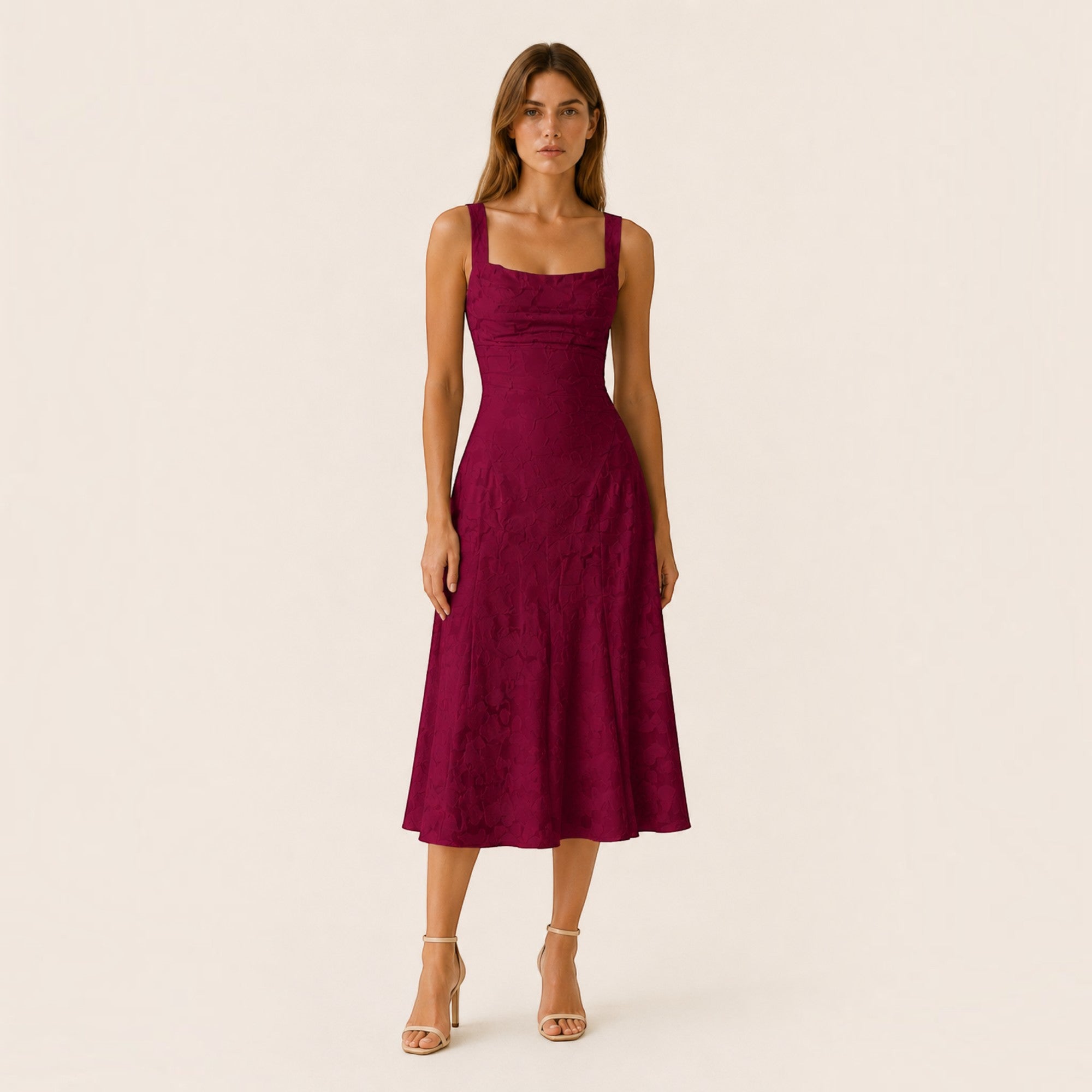 Ellmont London | Women's Square Neck Midi Dress Timeless Wear