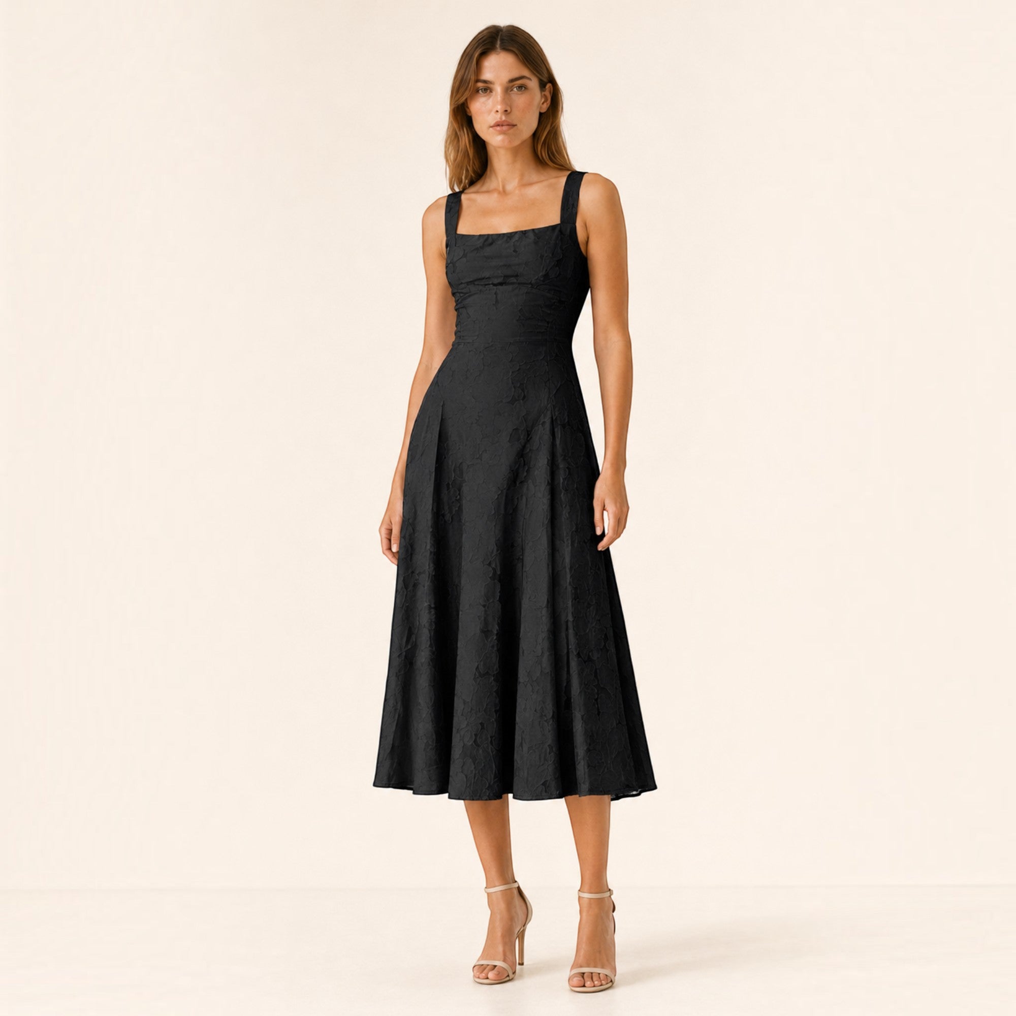 Ellmont London | Women's Square Neck Midi Dress Timeless Wear