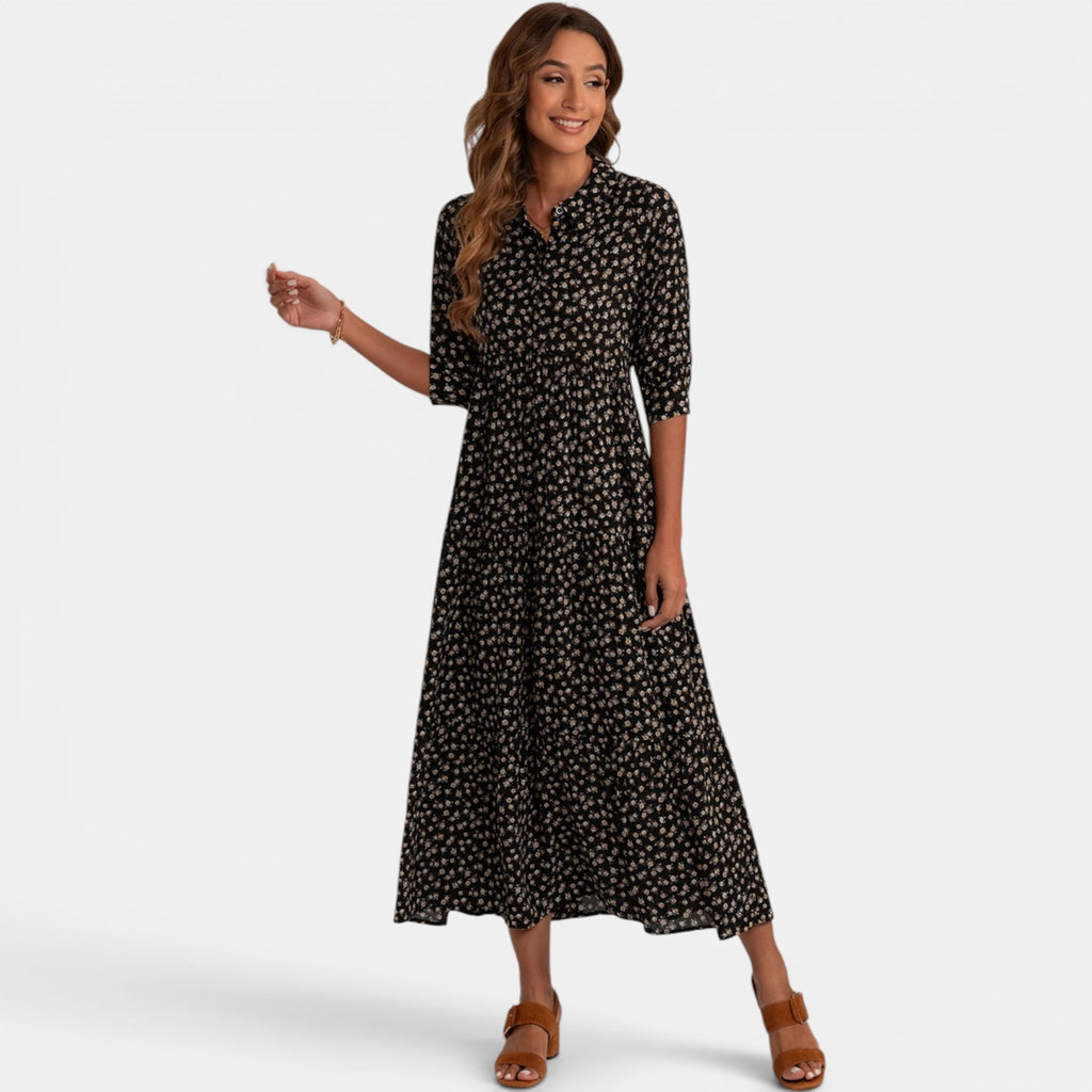 Ellmont London | Women's V-Neck Maxi Dress Relaxed Fit