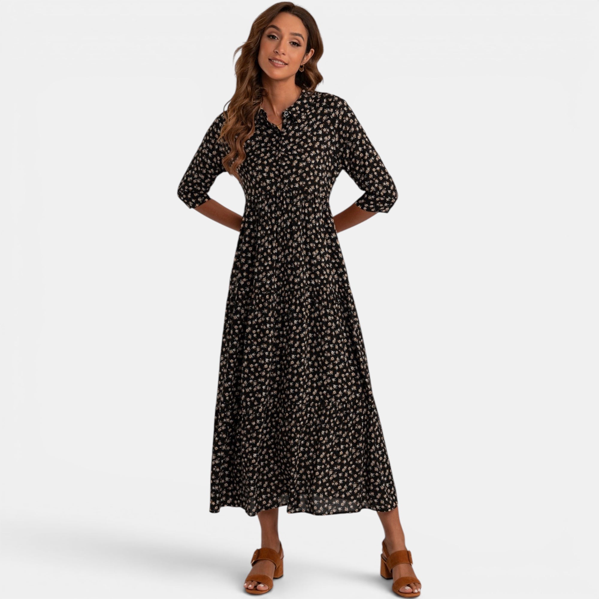 Ellmont London | Women's V-Neck Maxi Dress Relaxed Fit