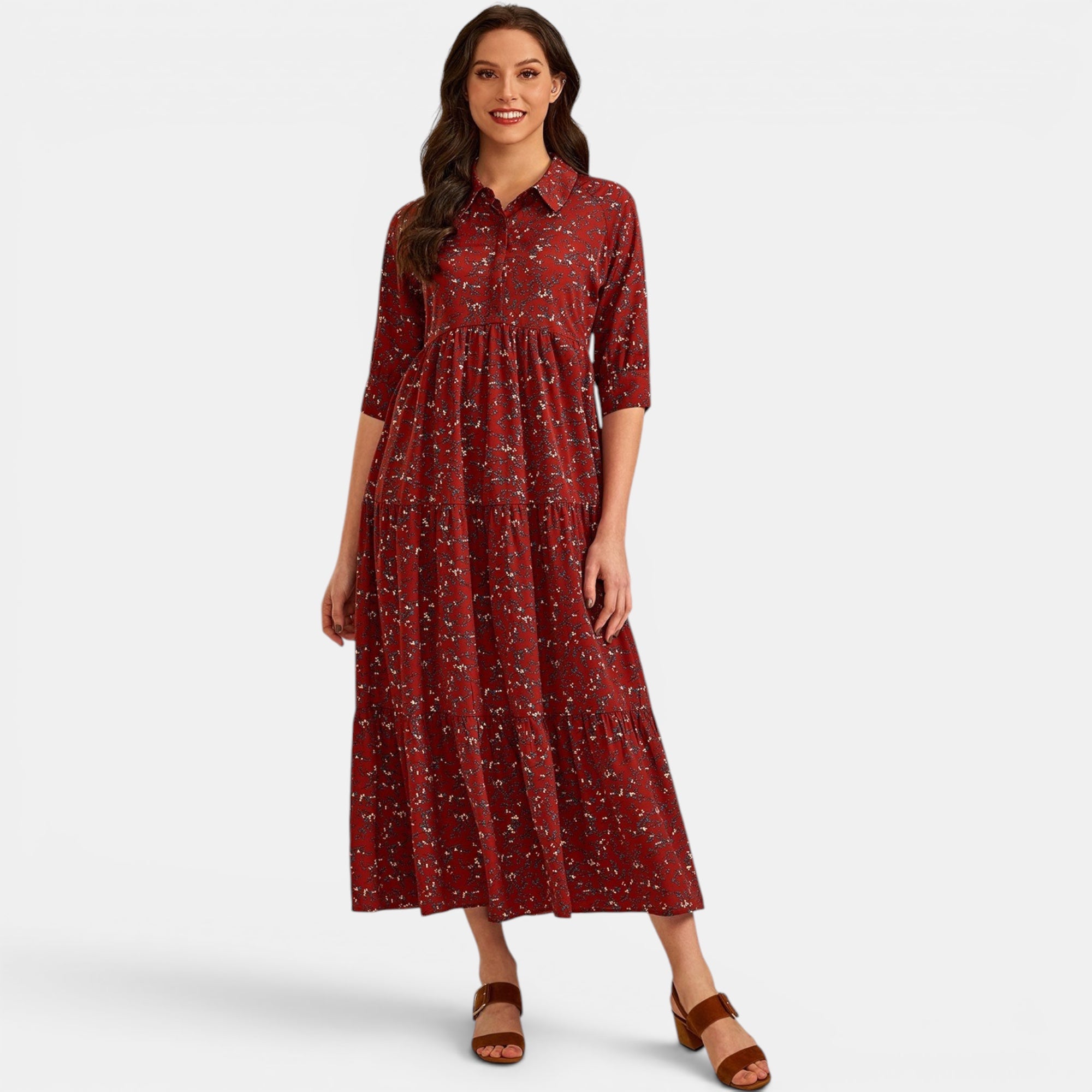 Ellmont London | Women's V-Neck Maxi Dress Relaxed Fit