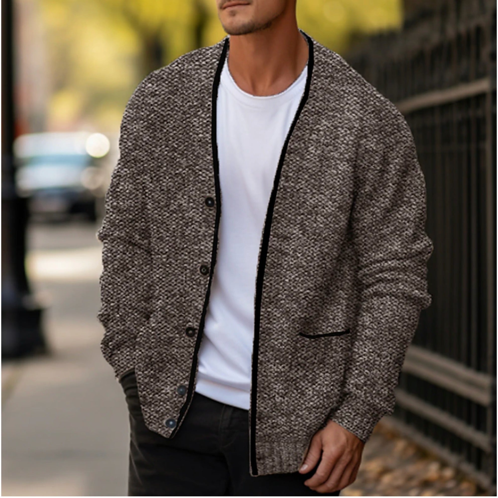 Elliot | Button-Down Cardigan Sweater for Men - Brown
