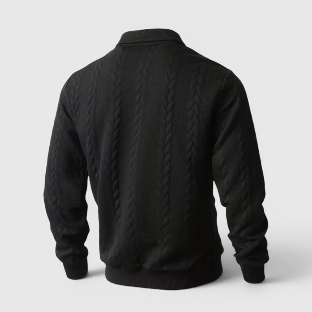 Ellmont London | Men's Long Sleeve Polo Textured Knit Regular Fit Sweatshirt