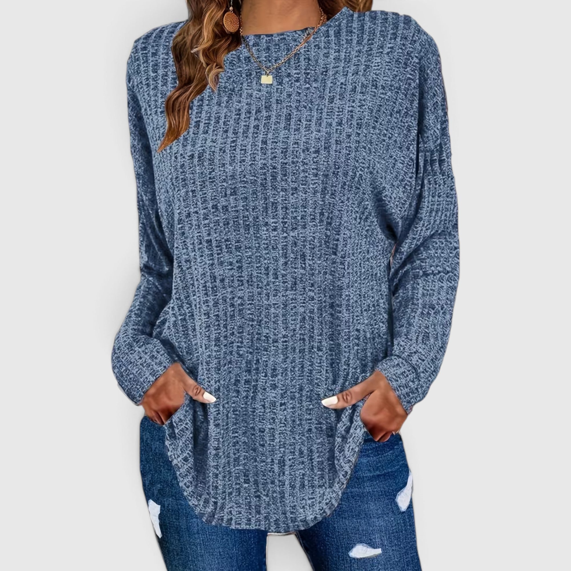 Lola | Women's Plus Size Crewneck Sweater – Relaxed Fit Long Sleeve Casual Top