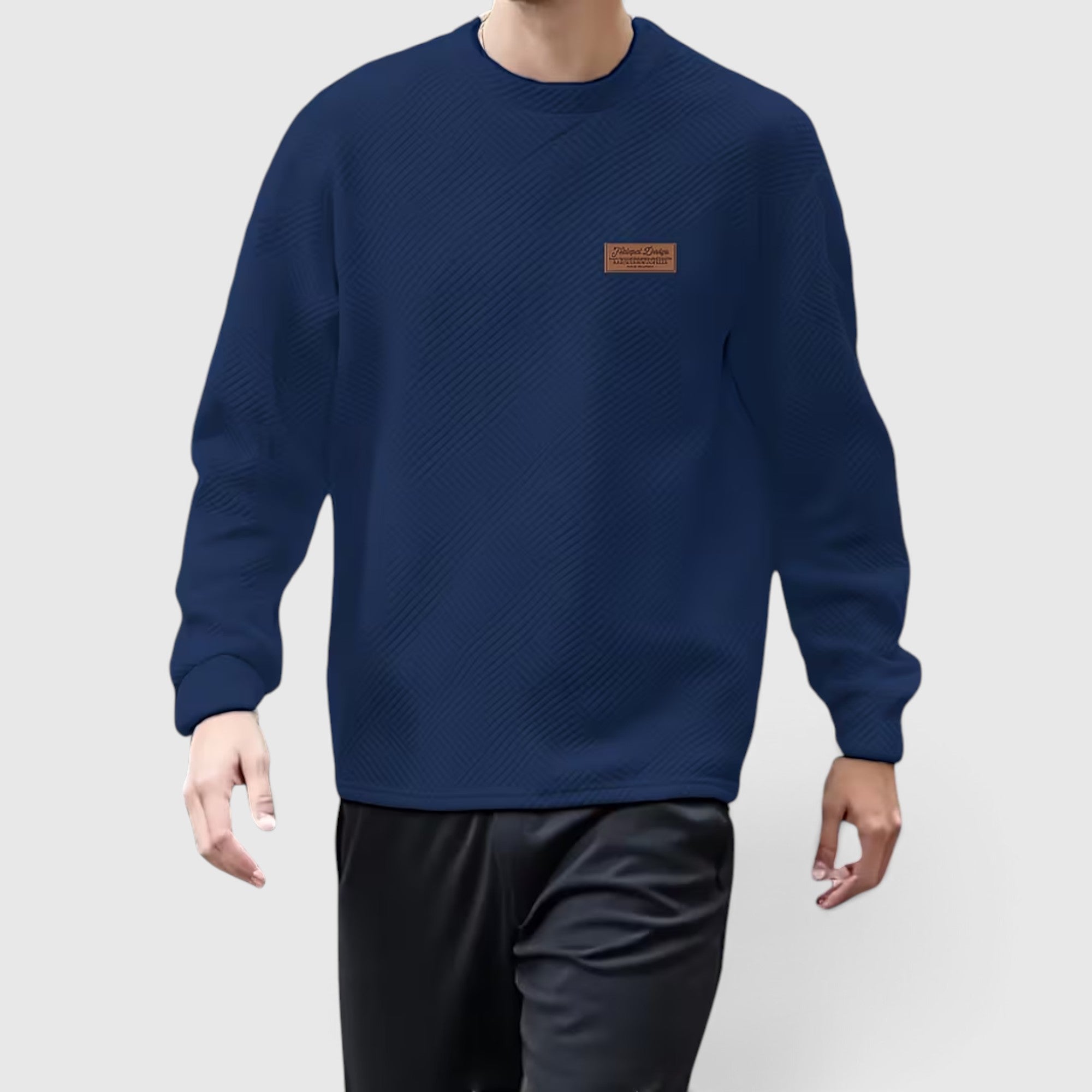 Nathan | Men's Casual Jacquard Sweatshirt – Long Sleeve Crew Neck Sweater
